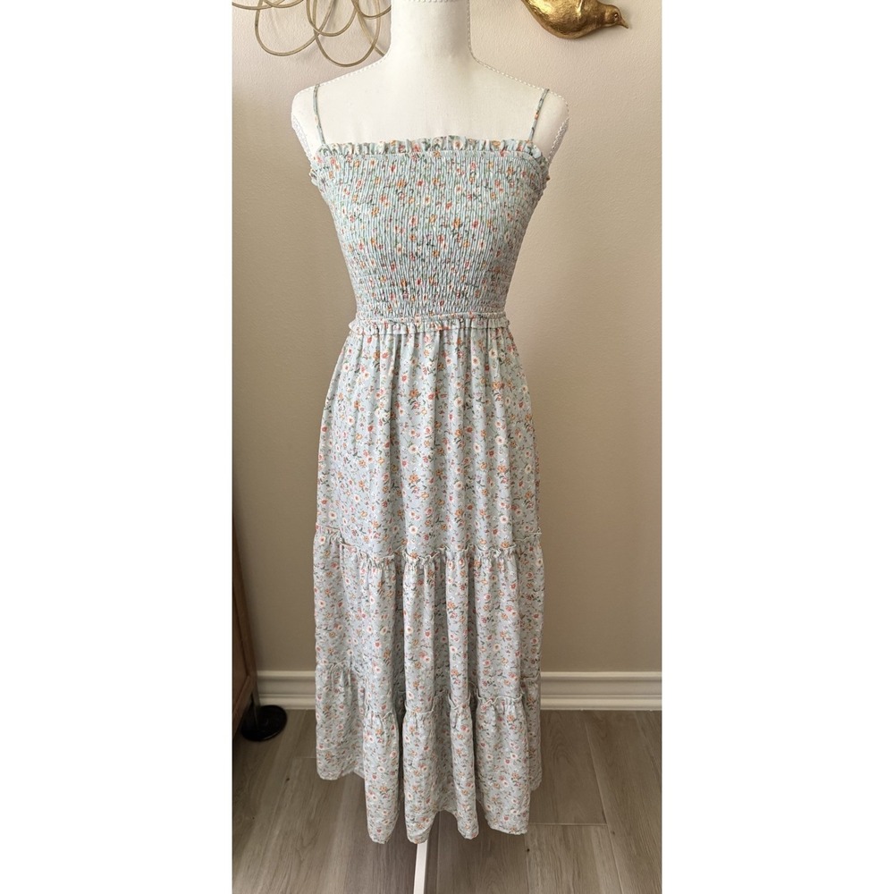 Altar'd State Dress Womens XS Floral‎ Smocked Wedding Guest Midi Sundress